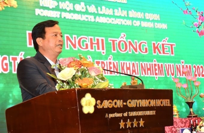 Mr. Nguyen Tuan Thanh, Standing Vice Chairman of the Binh Dinh Provincial People's Committee: Binh Dinh calls on domestic and foreign businesses to cooperate with the province in the policy of developing large timber forests to gradually be proactive about raw materials. Photo: V.D.T.