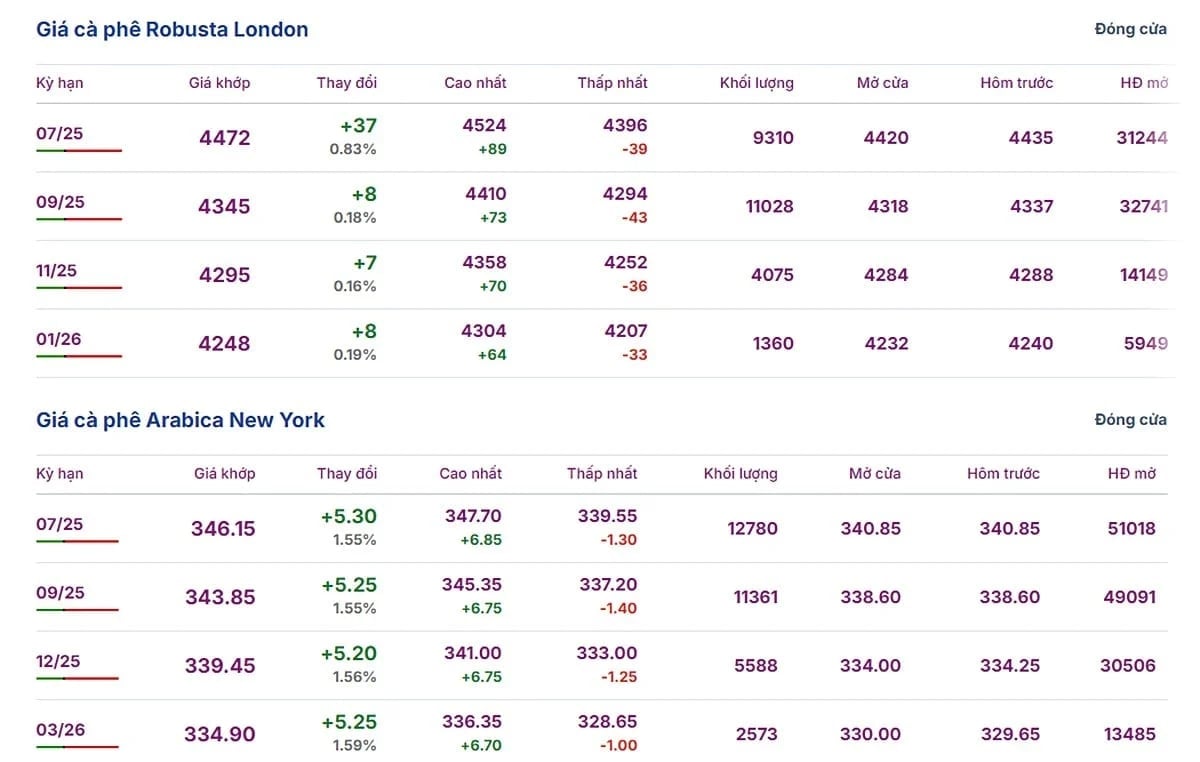 Latest Arabica and Robusta prices on June 5, 2025