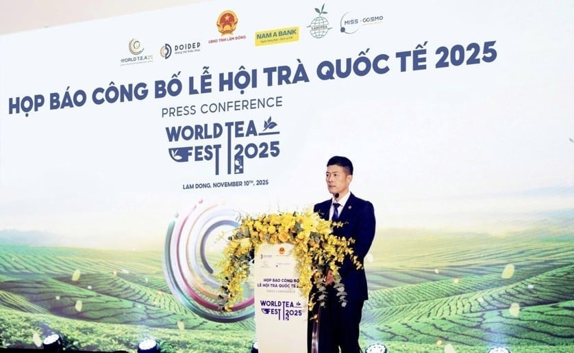 Mr. Mori Kazuki - CEO of Lam Dong Tea Joint Stock Company speaking. Photo: BTC.