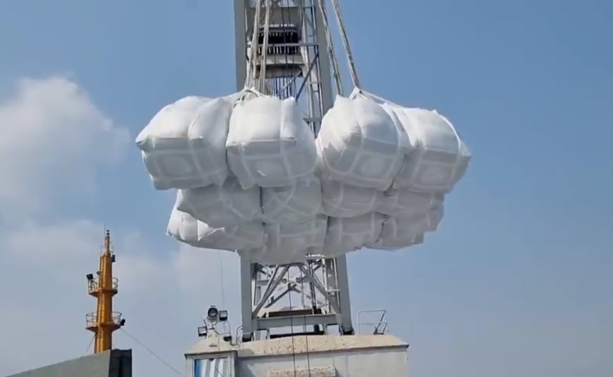 Rice being loaded onto a ship for export at Sai Gon Port. Photo: Thanh Son. Rice being loaded onto a ship for export at Sai Gon Port. Photo: Thanh Son.