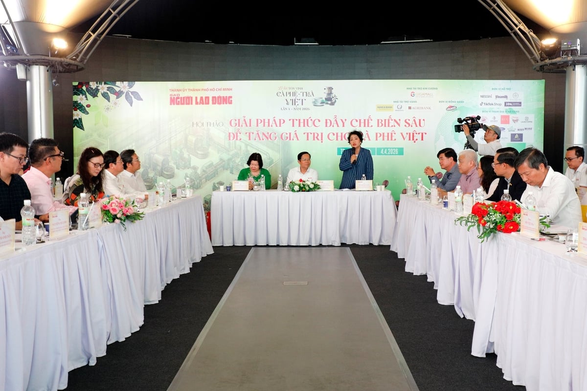 Conference 'Solutions to promote deep processing to enhance the value of Vietnamese coffee,' organized by Nguoi Lao Dong Newspaper. Photo: Nguyen Thuy.