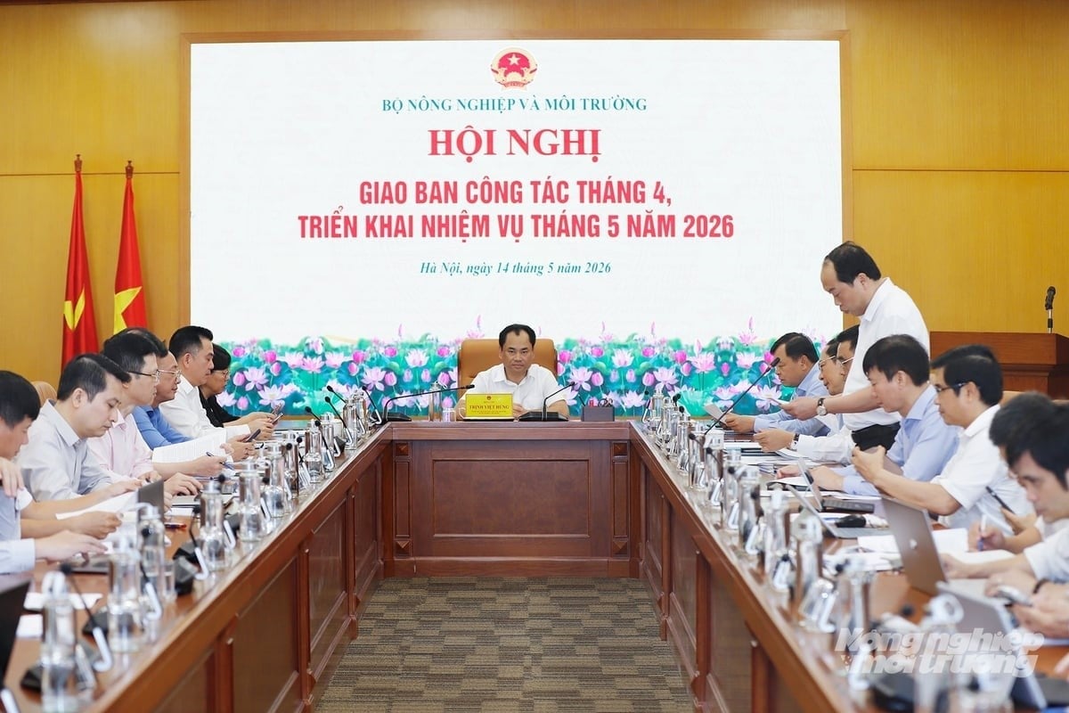 Overview of the conference on reviewing performance in April and outlining tasks for May 2026. Photo: Khuong Trung.