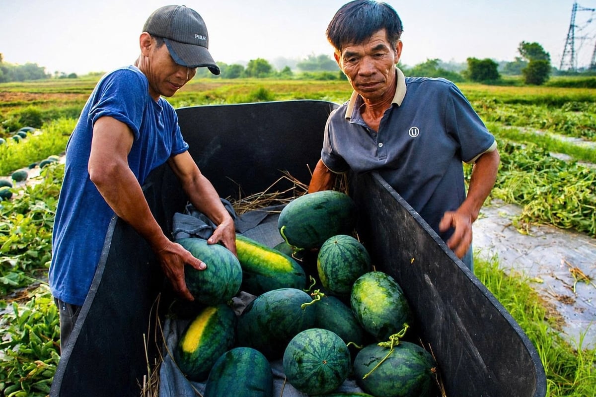 This year’s watermelon crop achieved fairly high yields thanks to favorable weather and low pest incidence. Photo: Lan Anh.